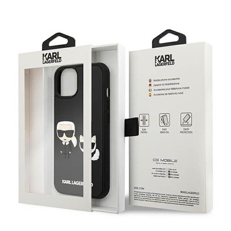 Karl Lagerfeld Ikonik 3D Karl & Choupette - iPhone 13 Tasche (schwarz)
