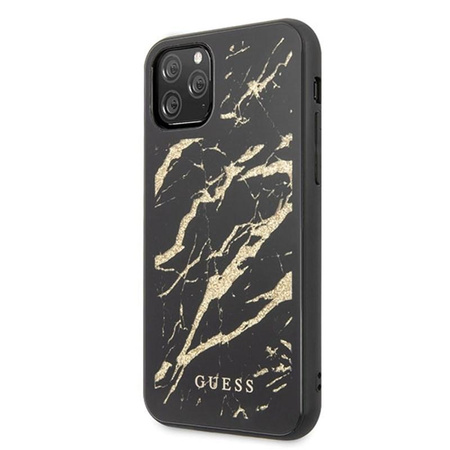 Guess Marble Glass Gold Glitter - iPhone 11 Pro Max tok (fekete)