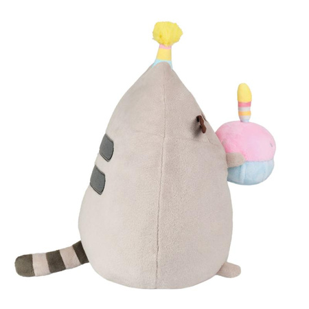 Pusheen - Plush stuffed animal with a birthday hat and a 24 cm cake