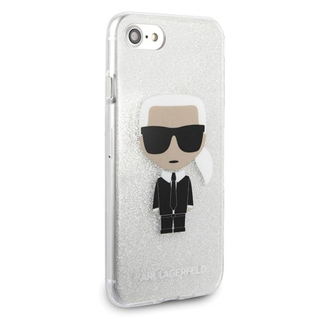 Karl Lagerfeld Iconic Karl - iPhone SE 2020 / 8 / 7 Tasche (Silber Glitter)