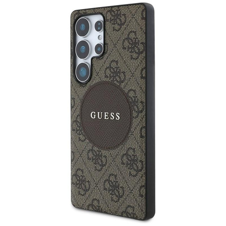 Guess 4G Round Patch Classic Logo MagSafe - Pouzdro pro Samsung Galaxy S25 Ultra (hnědý)