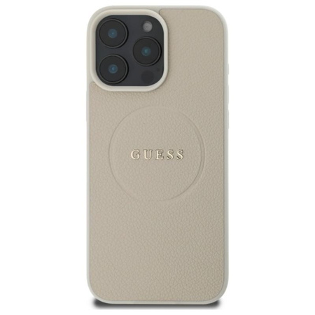 Guess Gekörnter Ring MagSafe - iPhone 16 Pro Max Tasche (beige)