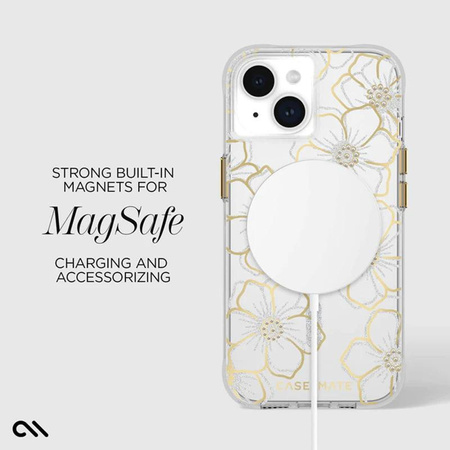 Case-Mate Floral Gems MagSafe – pouzdro na iPhone 15 Plus (Gold)