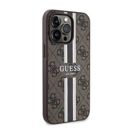 Guess 4G Étui MagSafe à rayures imprimées - iPhone 13 Pro (Marron)