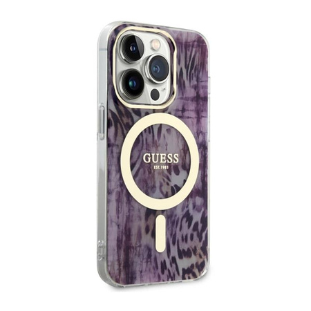 Guess Leopard MagSafe - iPhone 14 Pro tok (rózsaszín)