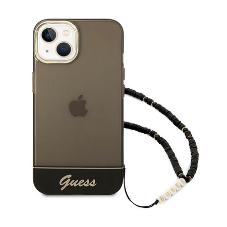 Guess Translucent Pearl Strap - Hülle für iPhone 14 (Schwarz)