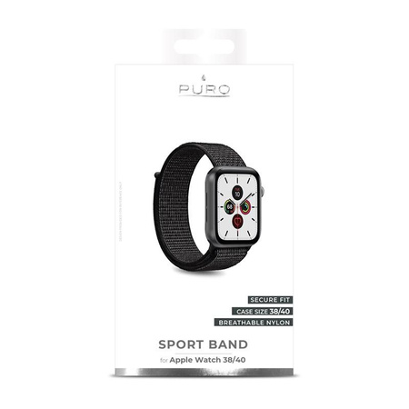 PURO Nylon - Bracelet pour Apple Watch 38/40/41 mm (Noir)