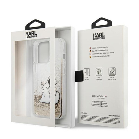 Karl Lagerfeld Liquid Glitter Choupette Fun - Etui iPhone 13 Pro (złoty)