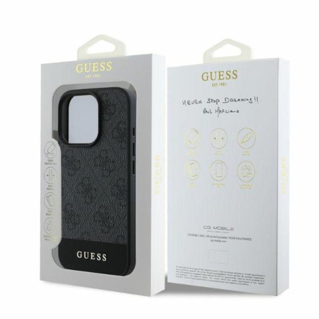 Guess 4G Bottom Stripe – Pouzdro pro iPhone 16 Pro Max (šedé)