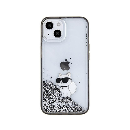 Karl Lagerfeld Liquid Glitter Choupette - iPhone 15 Tasche (Transparent)