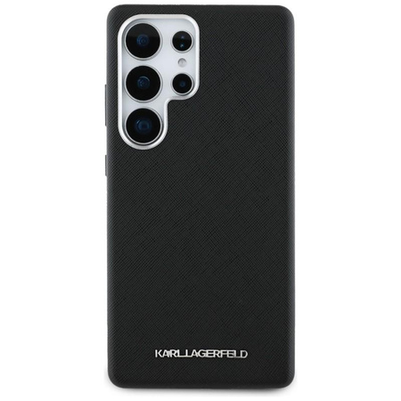Karl Lagerfeld Saffiano Full Wrapped Elongated Metal Logo MagSafe - tok Samsung Galaxy S25 Ultra készülékhez (fekete)