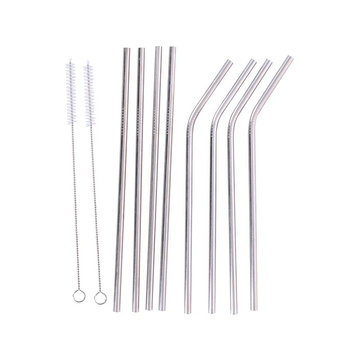 Alpina - pailles en métal réutilisables et écologiques avec brosses de nettoyage (8+2 pcs).)