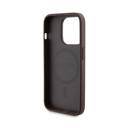 Guess Bundle Pack MagSafe 4G Metal Gold Logo - Etui Set + Power Bank 5000mAh MagSafe iPhone 15 Pro (braun)