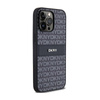 DKNY Leather Mono Stripe & Metal Logo - Coque pour iPhone 14 Pro Max (noir)