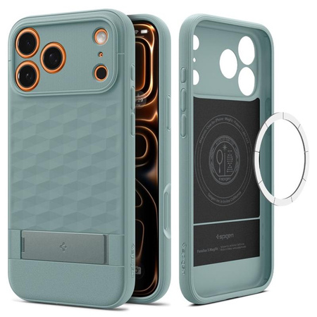 ETUI DO IPHONE 17 PRO MAX do MAGSAFE SPIGEN PARALLAX ORYGINALNE ZIELONE