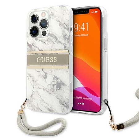 Guess Marble Strap - pouzdro pro iPhone 13 Pro Max (šedé)