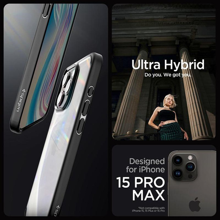 Spigen Ultra Hybrid - Coque pour iPhone 15 Pro Max (Noir mat)