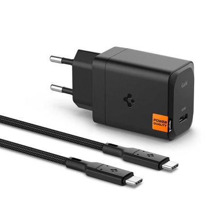 Spigen ArcStation Pro GaN-651 - USB-C PD 3.0 PPS 65W power charger + USB-C cable (Black)