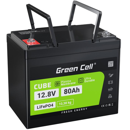 Green Cell - LiFePO4 12V 12.8V 80Ah akkumulátor fotovoltaikus rendszerekhez, lakóautókhoz és hajókhoz