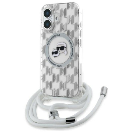 Karl Lagerfeld IML Crossbody Monogram Karl & Choupette Head MagSafe - pouzdro na iPhone 16 (průhledné)