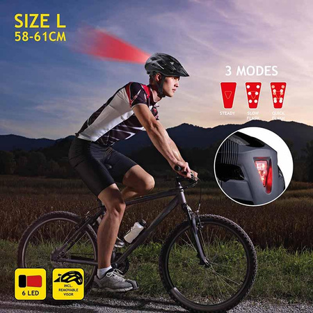 Dunlop - Casque VTT 6xLED r. L (Noir-gris)