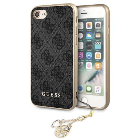 Guess 4G Charms Collection - Coque pour iPhone SE 2022/ SE 2020 / 8 / 7 avec pendentif (gris)