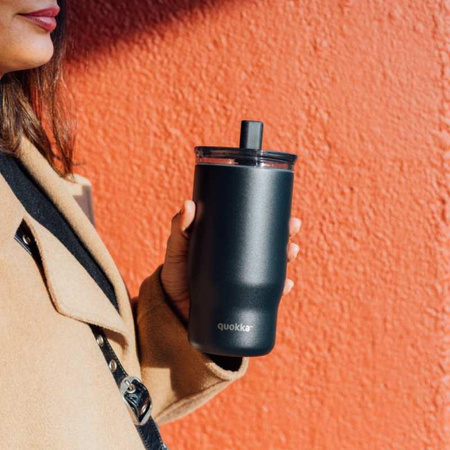 Quokka Mist - Mug thermique en acier inoxydable de 720 ml avec paille (noir)