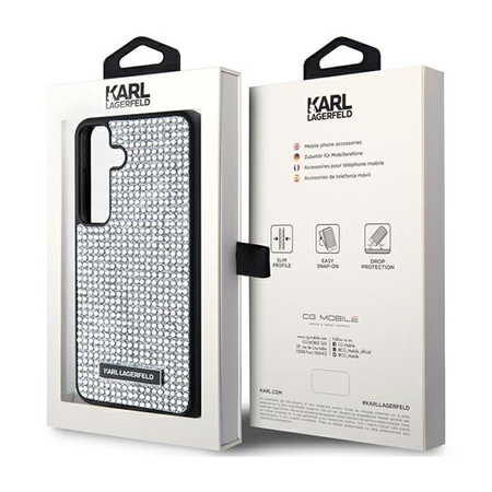 Karl Lagerfeld Rhinestone Metal Logo - Étui Samsung Galaxy S24 (argent)