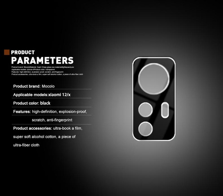 Mocolo Silk Camera Lens Glass - Verre de protection pour l'objectif de l'appareil photo Xiaomi 12 / 12X