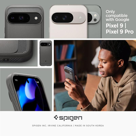 Spigen Rugged Armor - Étui pour Google Pixel 9 / 9 Pro (Gris marbré)