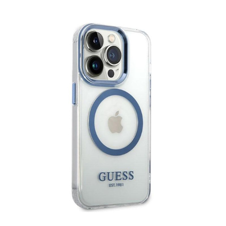 Guess Metal Outline Magsafe - iPhone 14 Pro Tasche (klar / blau)