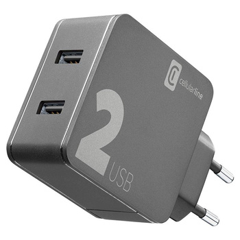 Cellularline Multipower 2 - chargeur secteur 2x USB-A 12W + 12W (noir)