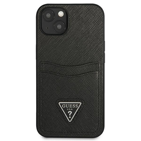 Pouzdro Guess Saffiano Double Card Triangle - iPhone 13 (černé)