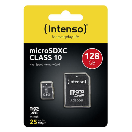 Intenso MicroSDXC - 128 GB Class 10 40 MB/s memory card with adapter