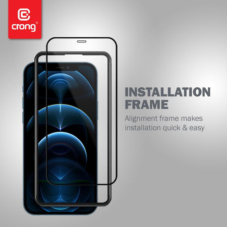 Crong antibakteriális 3D páncélüveg - 9H teljes képernyő edzett üveg iPhone 12 Mini + telepítési kerethez