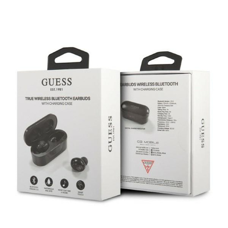 Guess True Wireless Earphones BT5.0 5H - TWS sluchátka + nabíjecí pouzdro (černá)