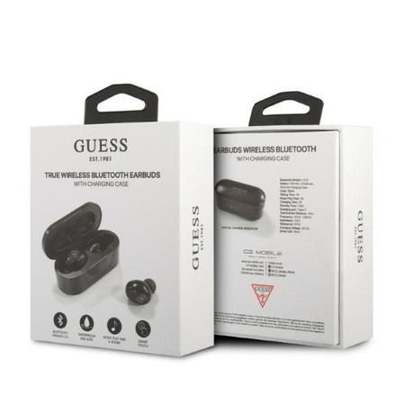 Guess True Wireless Earphones BT5.0 5H - TWS Earphones + Charging Case (Black)