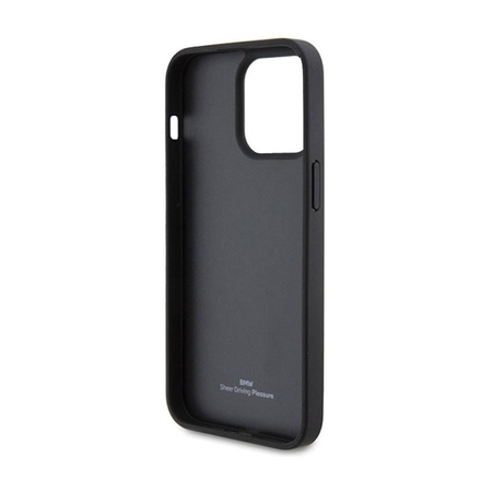 Kožené pouzdro BMW s diamantovým vzorem - iPhone 15 Pro (černé)