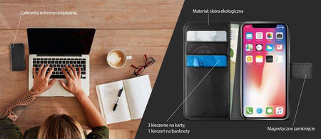 Étui portefeuille PURO Booklet - Étui pour iPhone XR avec fentes pour cartes + support (noir)
