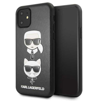 Karl Lagerfeld Embossed Case Karl & Choupette - Coque pour iPhone 11 (Noir)