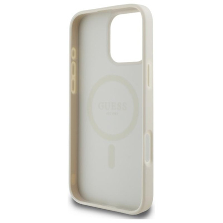 Pouzdro Guess Grained Ring MagSafe - iPhone 16 Pro Max (béžové)