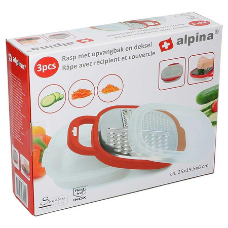 Alpina - Multifunktionsreibe mit Behälter (rot)