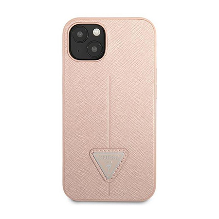 Guess Saffiano Triangle Logo Case - Coque pour iPhone 14 Plus (rose)