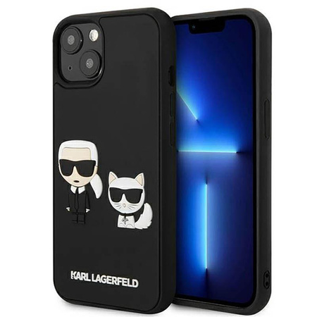 Karl Lagerfeld Ikonik 3D Karl & Choupette - Coque iPhone 13 (noir)