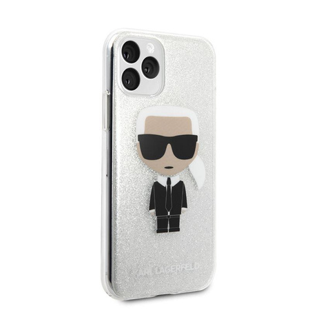 Karl Lagerfeld Iconic Karl - pouzdro pro iPhone 11 Pro (stříbrné třpytivé)