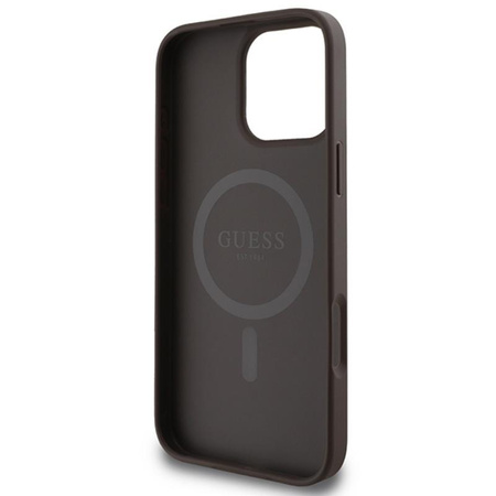 Guess 4G Étui MagSafe à rayures imprimées - iPhone 16 Pro Max (marron)