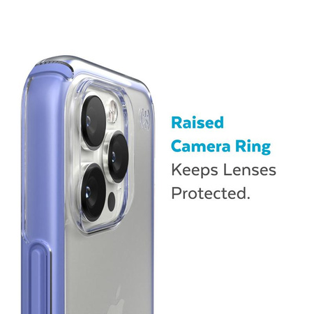 Speck Presidio Perfect-Clear avec Impact Geometry - Coque pour iPhone 14 Pro Max avec revêtement MICROBAN (transparente / violette)