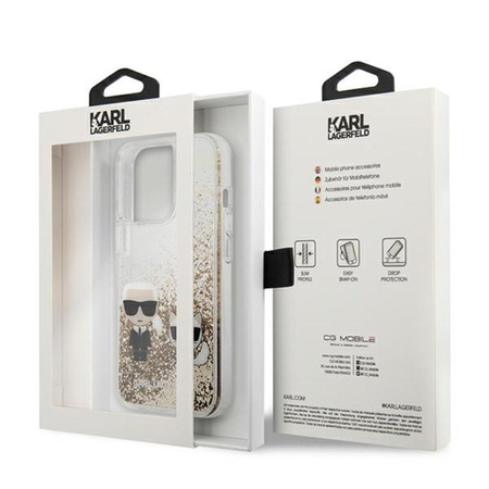 Karl Lagerfeld Liquid Glitter Karl & Choupette - Coque iPhone 13 Pro Max (Or)