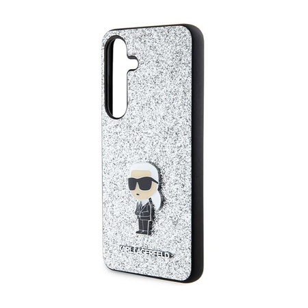 Karl Lagerfeld Fixed Glitter Ikonik Logo Metal Pin - Samsung Galaxy S24 Case (Silver)