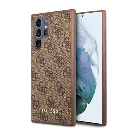 Guess 4G Metal Logo - Case for Samsung Galaxy S23 Ultra (Brown)